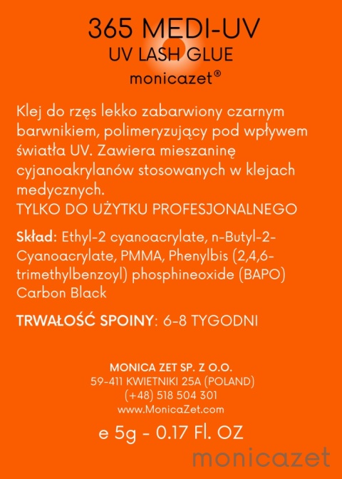 Klej UV III generacji zawierający składniki medyczne 365 MEDI-UV