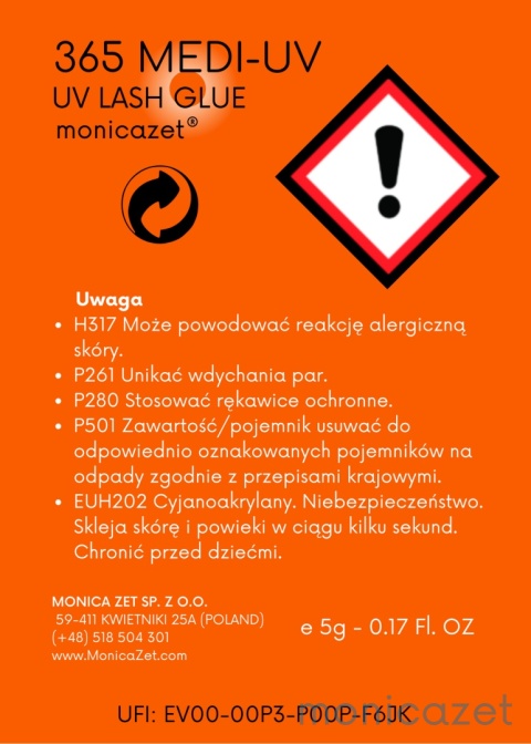 Klej UV III generacji zawierający składniki medyczne 365 MEDI-UV