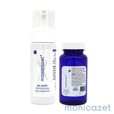 Zestaw - Szampon do rzęs Big Sister Professional pH 9,5 w butelce pianotwórczej 150ml + Refill 150 ml